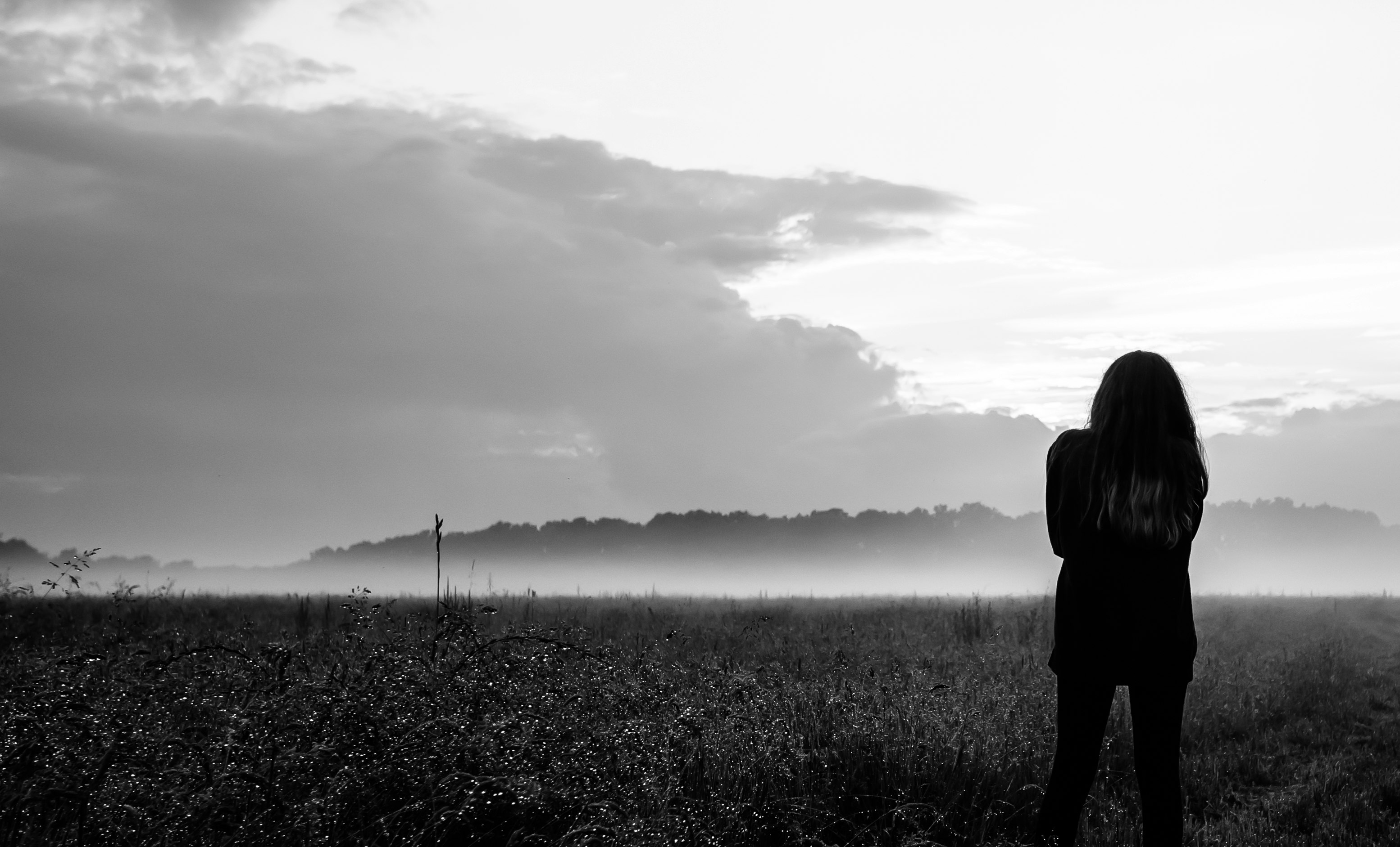 grayscale photo of woman